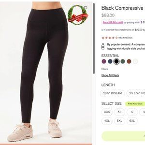 Girlfriend Collective Black Compressive Pocket Legging